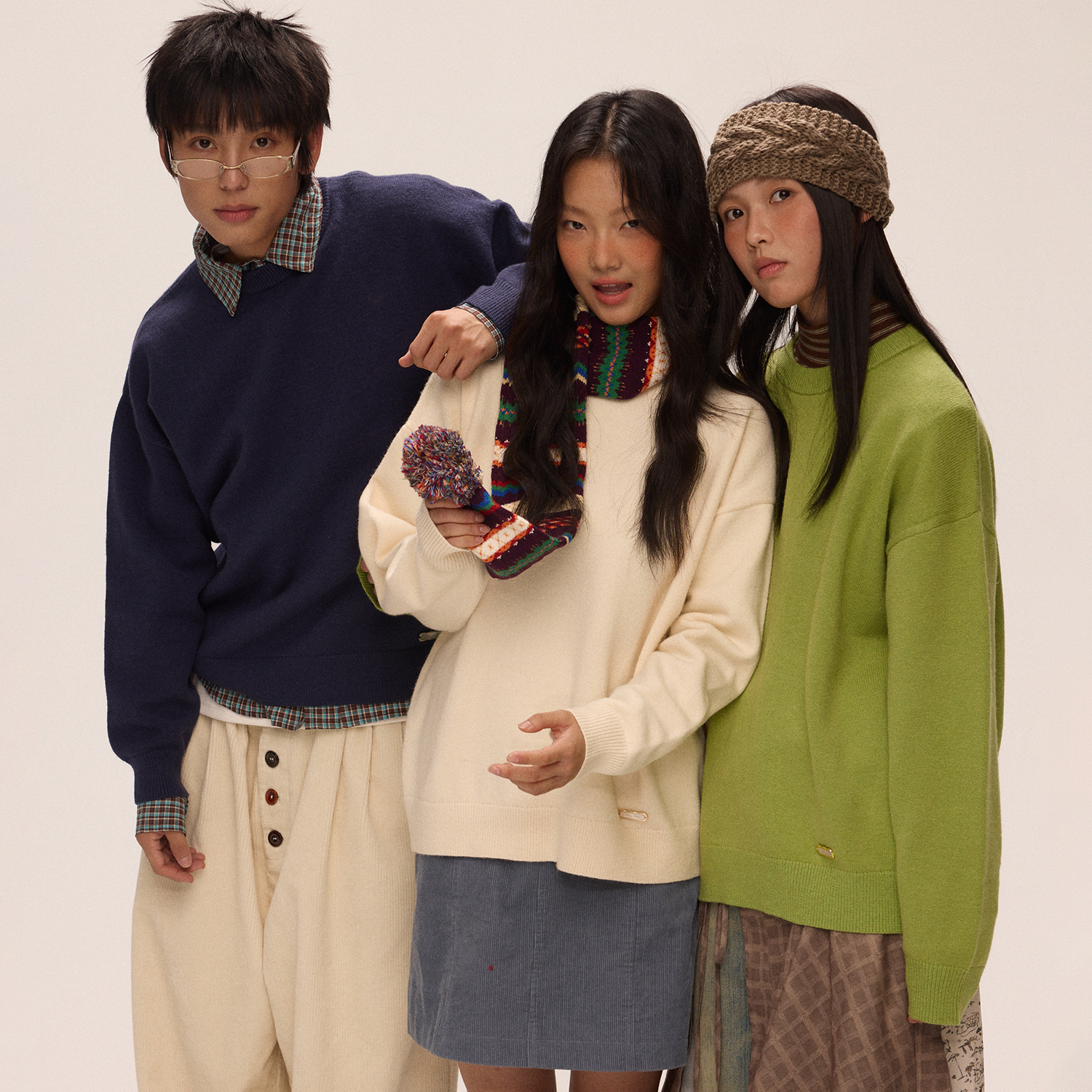 江南先生NewJNXS亲肤柔软抗起球基础圆领针织衫多色百搭宽松毛衣