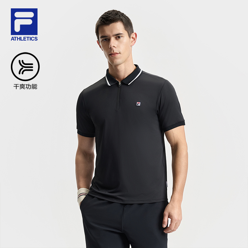 Fila/斐乐【半拉链网球POLO衫】男士秋季新款速干运动短袖休闲百搭