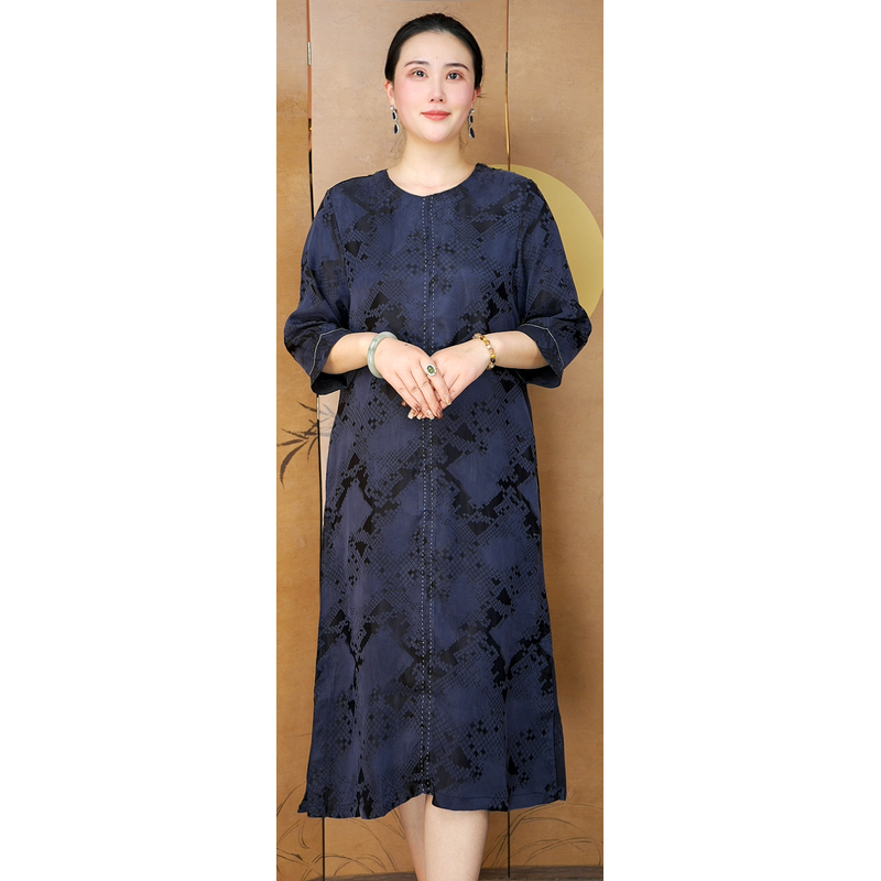 （蓝墨石）新款高端油皮显瘦连衣裙