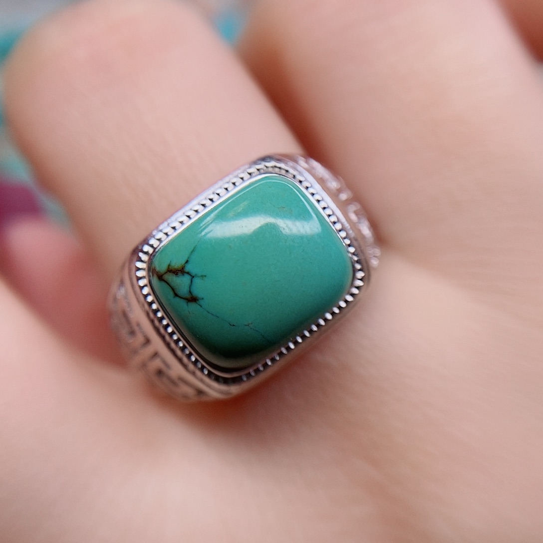 绿松石戒指银S925镶嵌