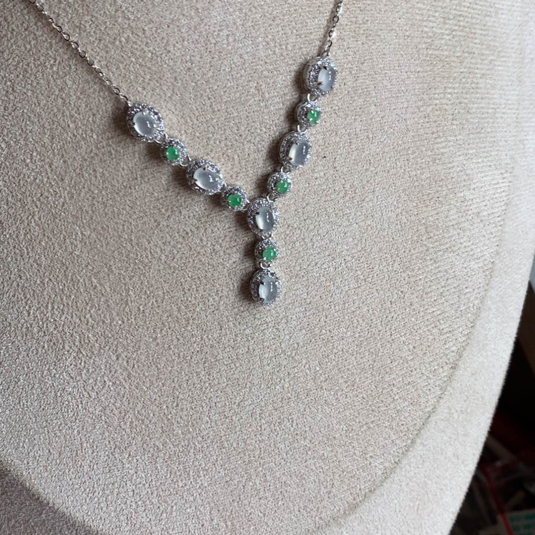 翡翠银S925镶嵌戒指项链