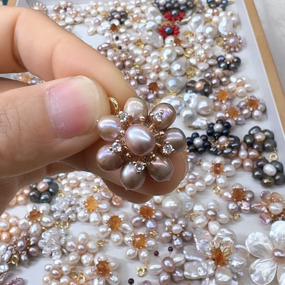 淡水珍珠银S925镶嵌吊坠(不含链)