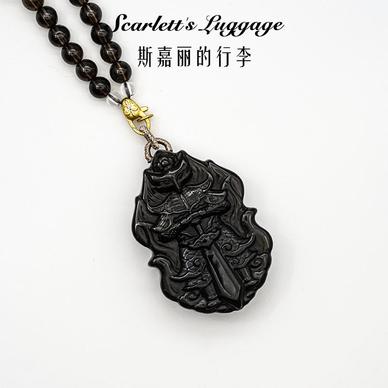 【剑魄守心-衔金九尾】冰曜石灵狐雕刻件水晶项链 定制款多样性发一