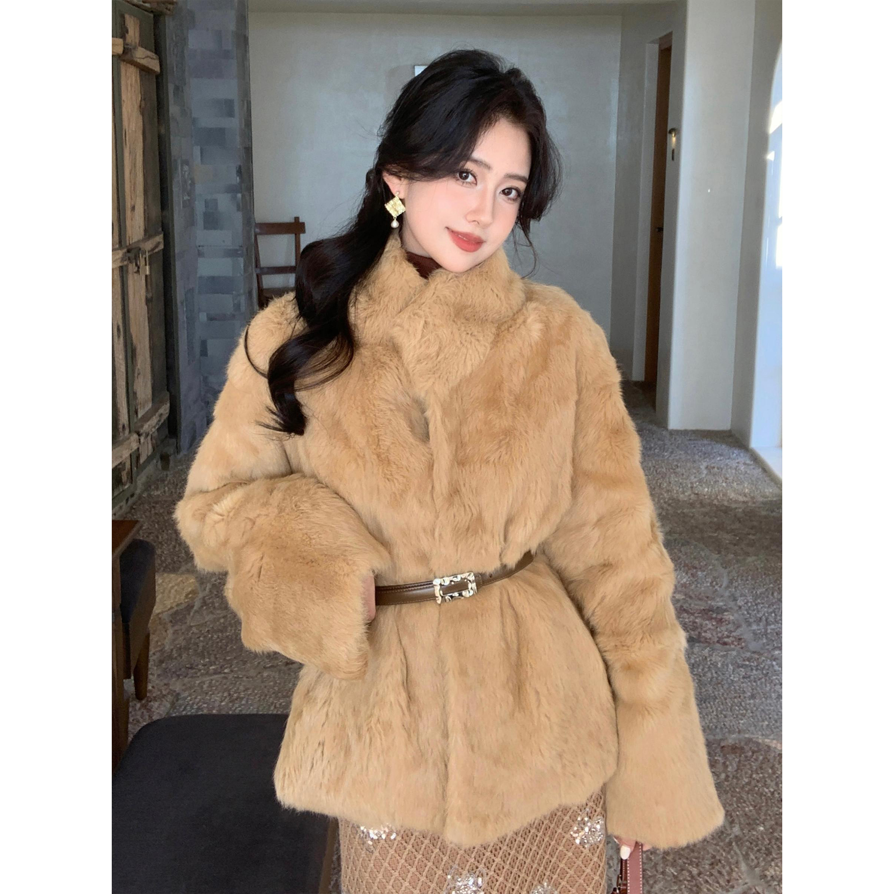 人造皮草 SYT自制 仿皮草毛毛外套大衣