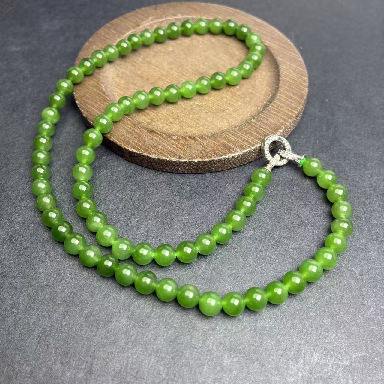 和田玉圆珠项链【小北质检】ZJH75Z181多样性发一