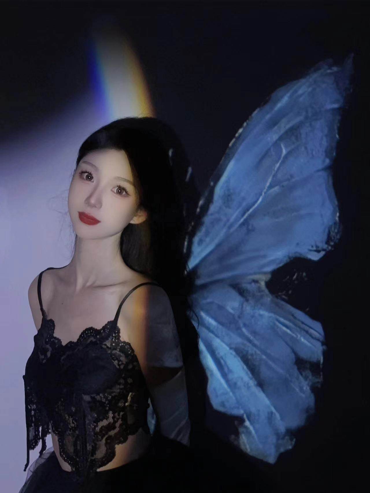 BFV STUDIO辣妹刺绣黑红玫瑰鱼骨吊带 显瘦修身百搭