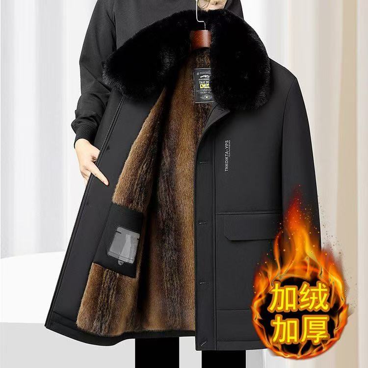 江-男士精品毛领外套男装秋冬款加绒加厚防风外套Y2527