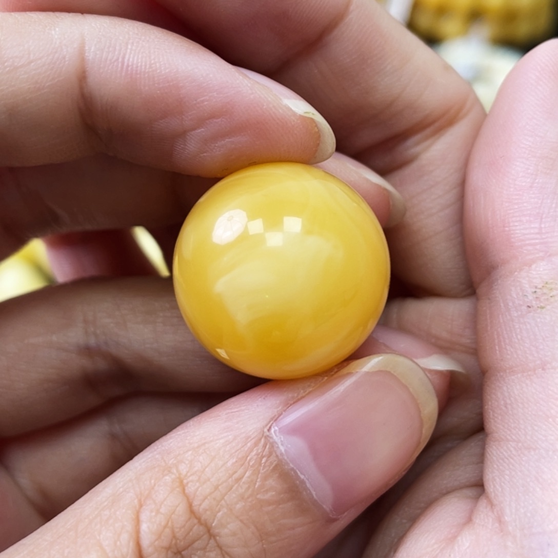 蜜蜡未镶嵌珠宝奇石21.3mm橘红浓蜡妖花