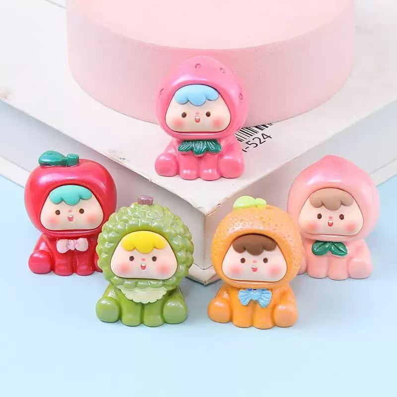 实色2代水果崽崽DIY饰品树脂配件对对碰摆件钥匙扣挂件萌粒盲袋