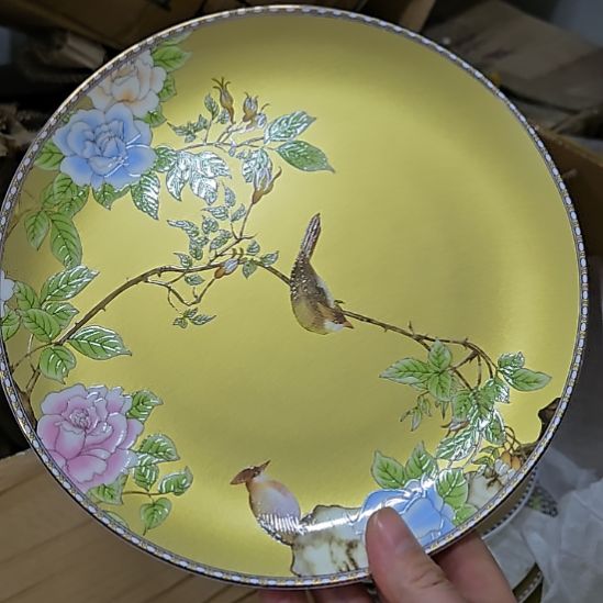 瓷片瑕疵底部色脏琴瑟和鸣8寸4个浅盘6666