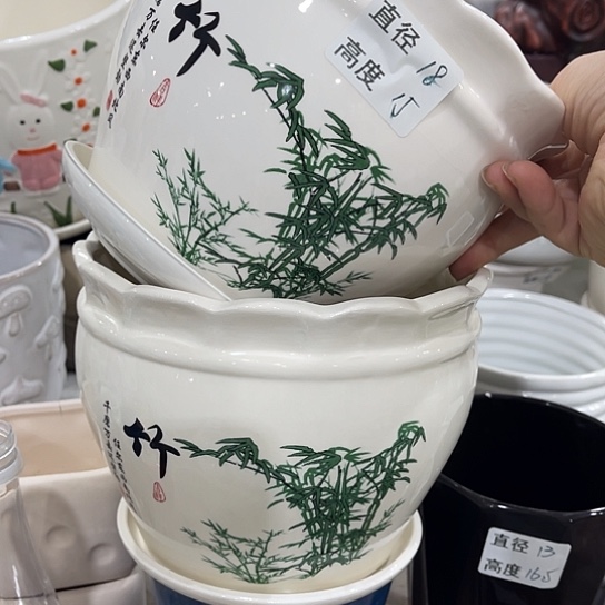 多肉绿植陶瓷花盆9.9包邮，有孔