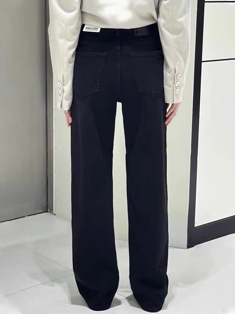 SU【900】代 A9  愫思 加绒直筒女冬款蓝色黑色弹力窄版拖地阔腿裤