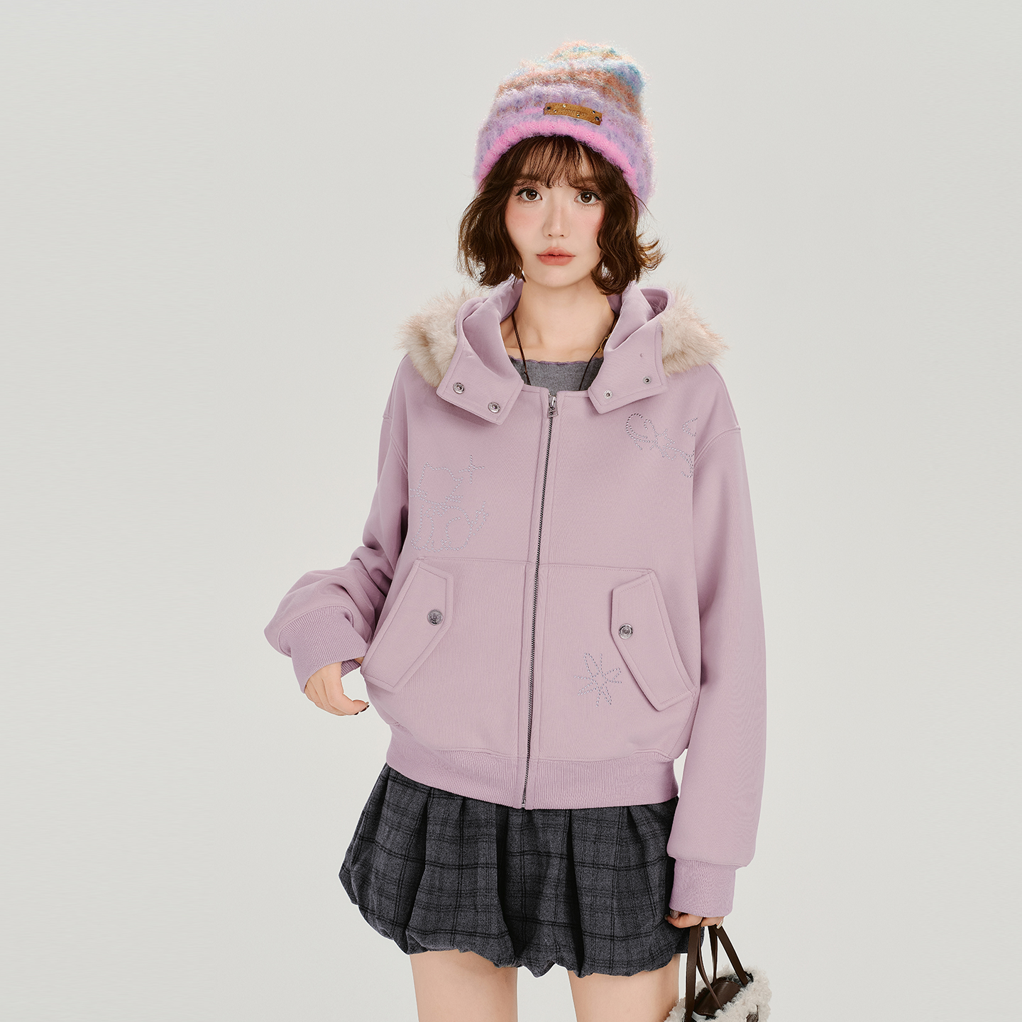 新品上新【Girlyhalo】加绒连帽卫衣91804