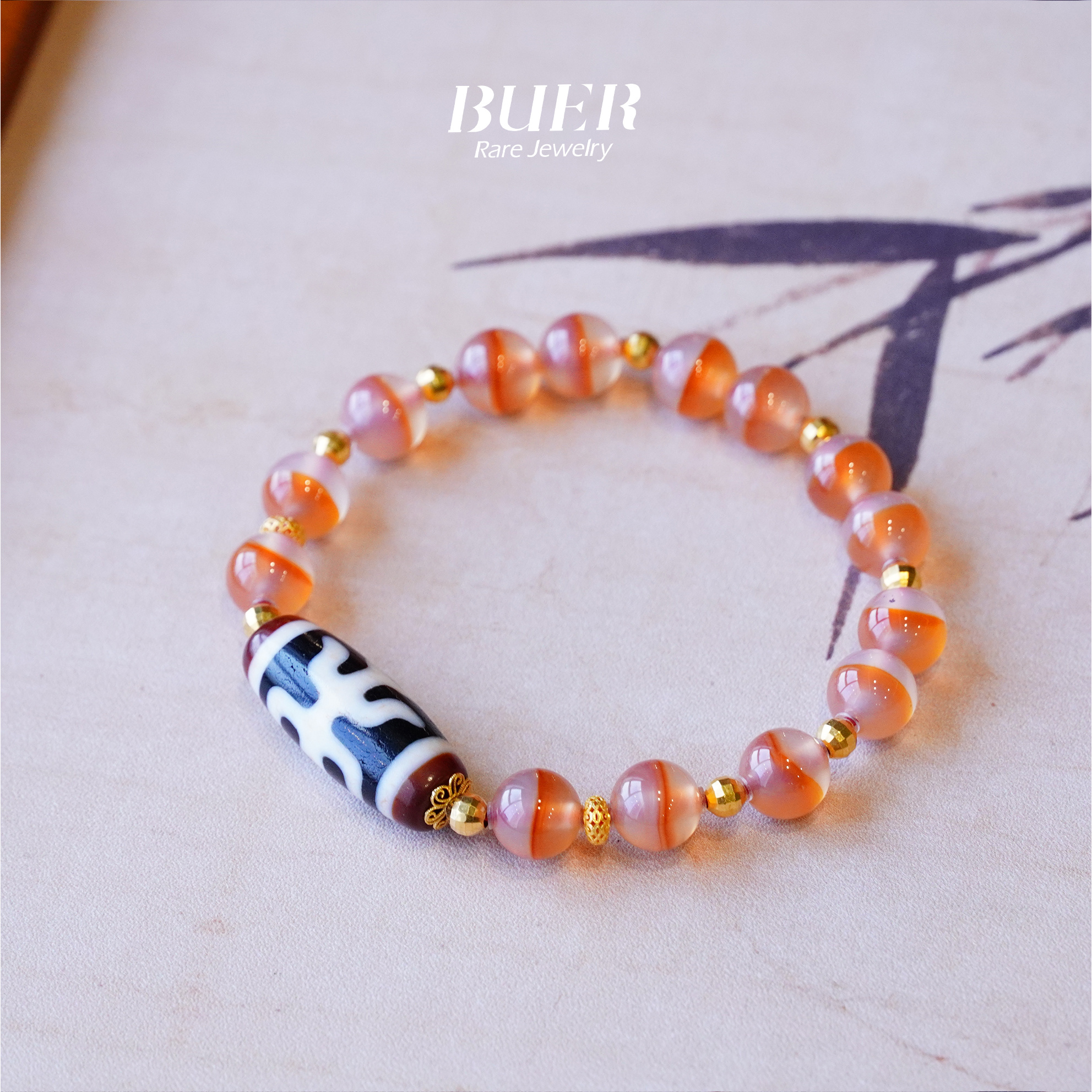 【不二】贵人天珠18K金DIY一线手串8mm（多样性发）