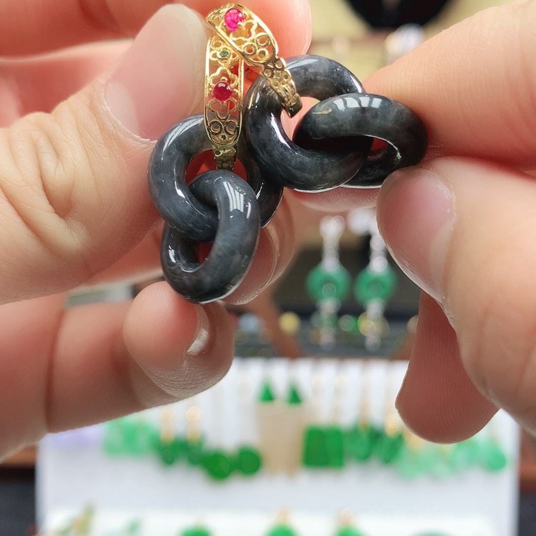 翡翠耳饰银S925镶嵌耳饰