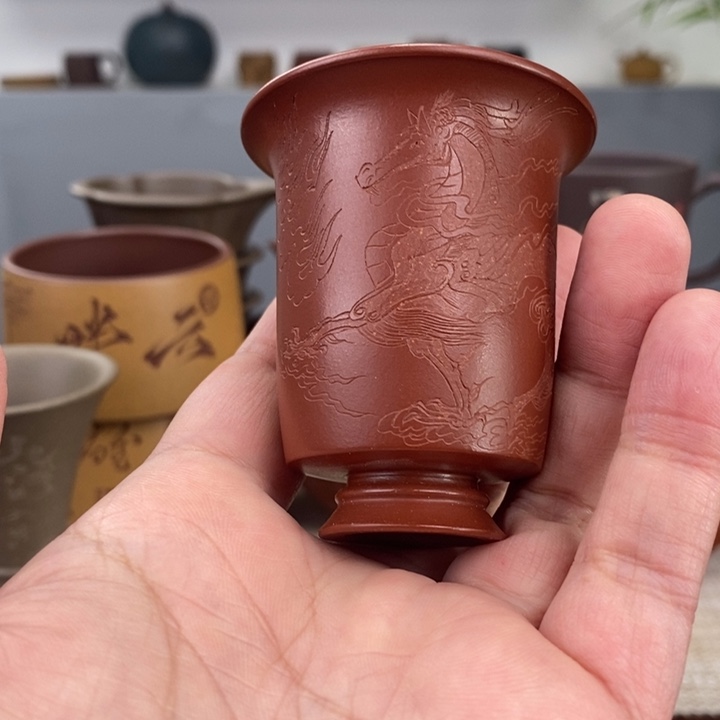 紫砂茶杯安***枫宜兴紫砂主人杯