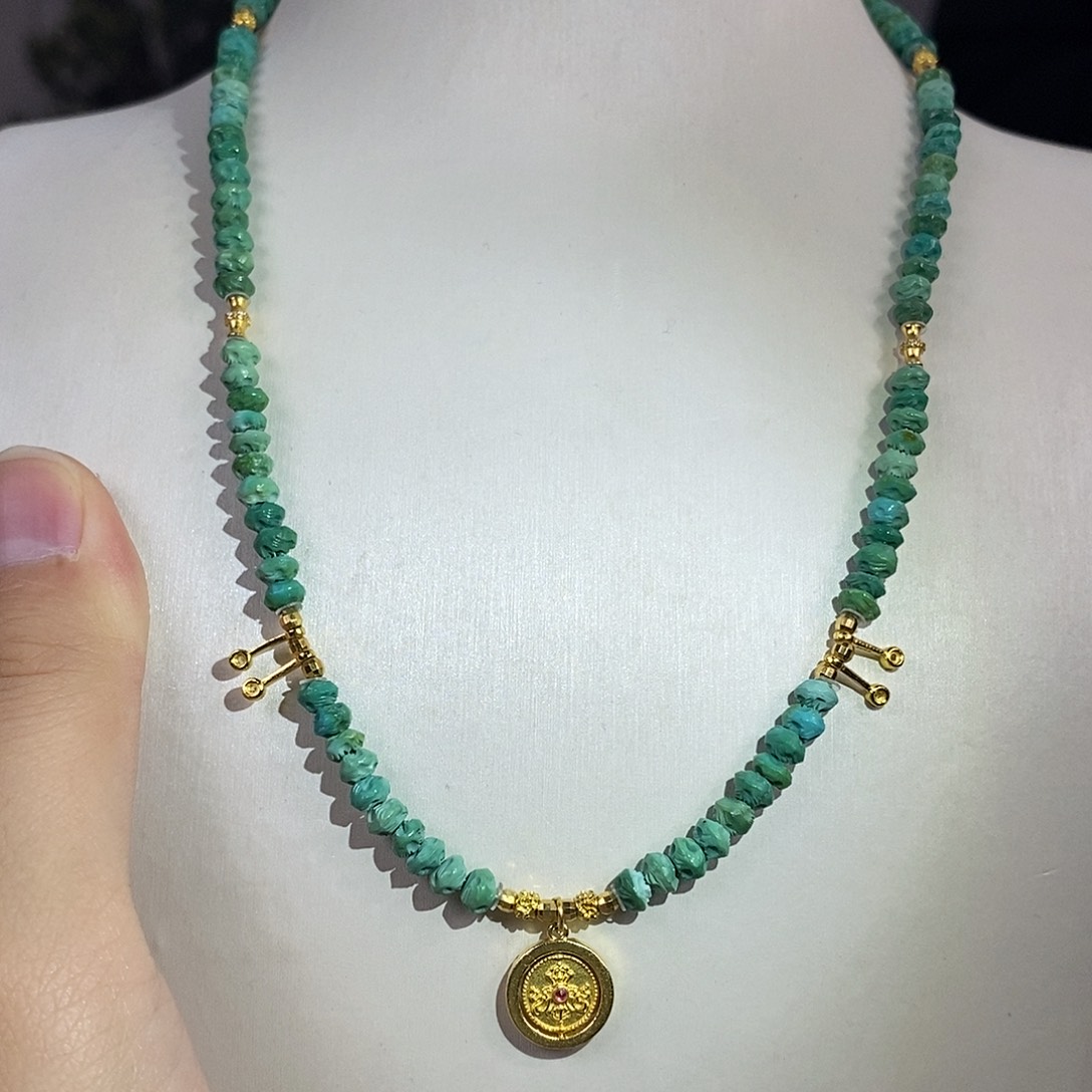 绿松石银S925镀金镶嵌珠宝奇石