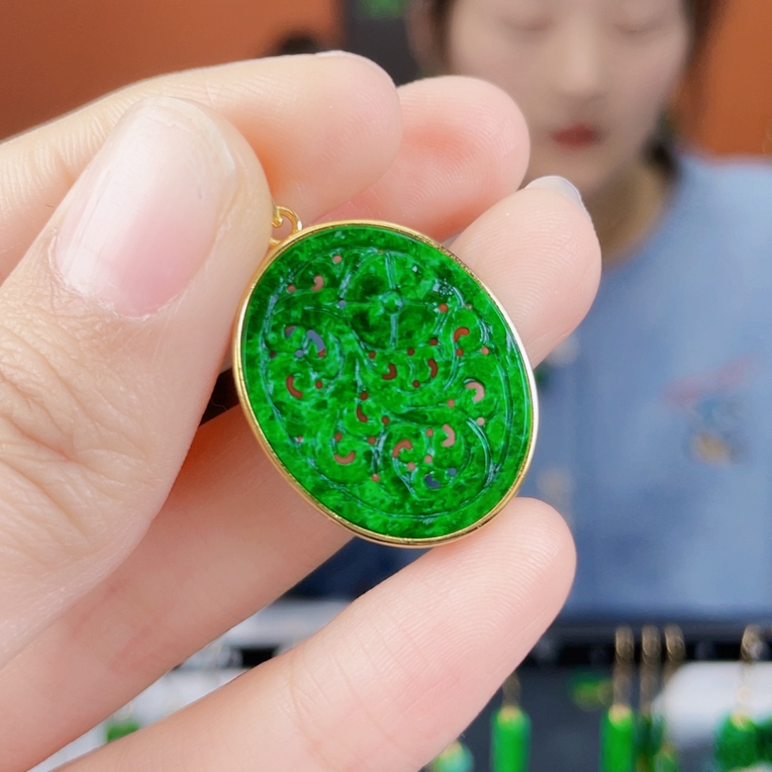 翡翠银S925镶嵌耳饰