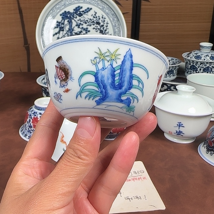 优***美斗彩鸡缸杯容量100