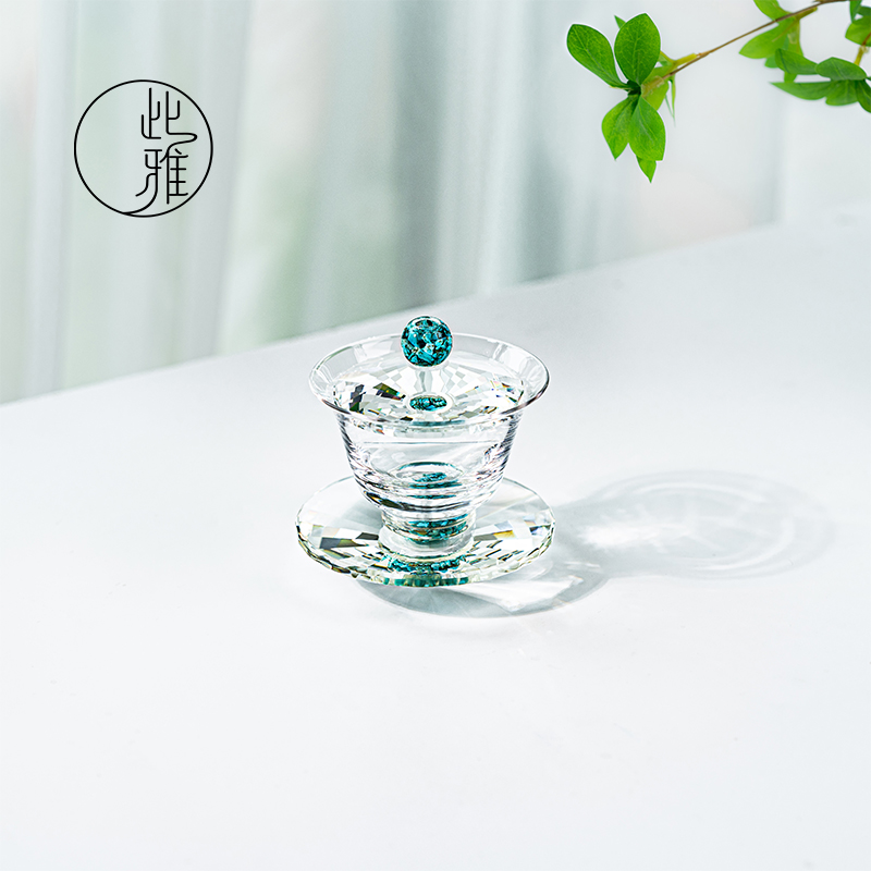 水静莲k9水晶盖碗茶杯高端高档泡茶壶单个不烫手泡茶器