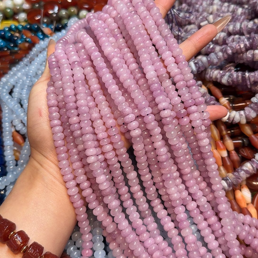 玛瑙/玉髓未镶嵌珠宝半成品8mm紫玉到手2条