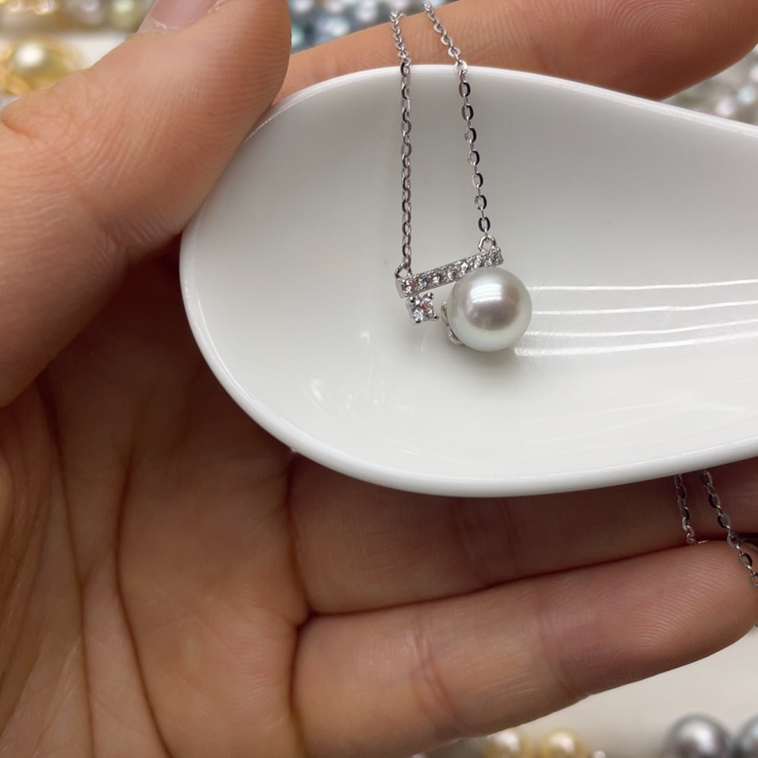 海水珍珠项链银S925镶嵌