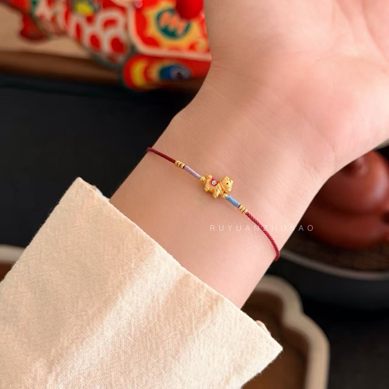 925银布艺手链 【马上有钱花】2026年红绳s925马年手工手绳百搭