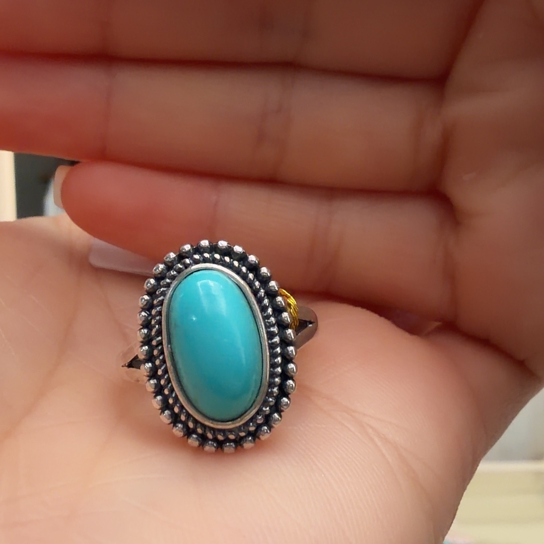 绿松石银S925镶嵌戒指