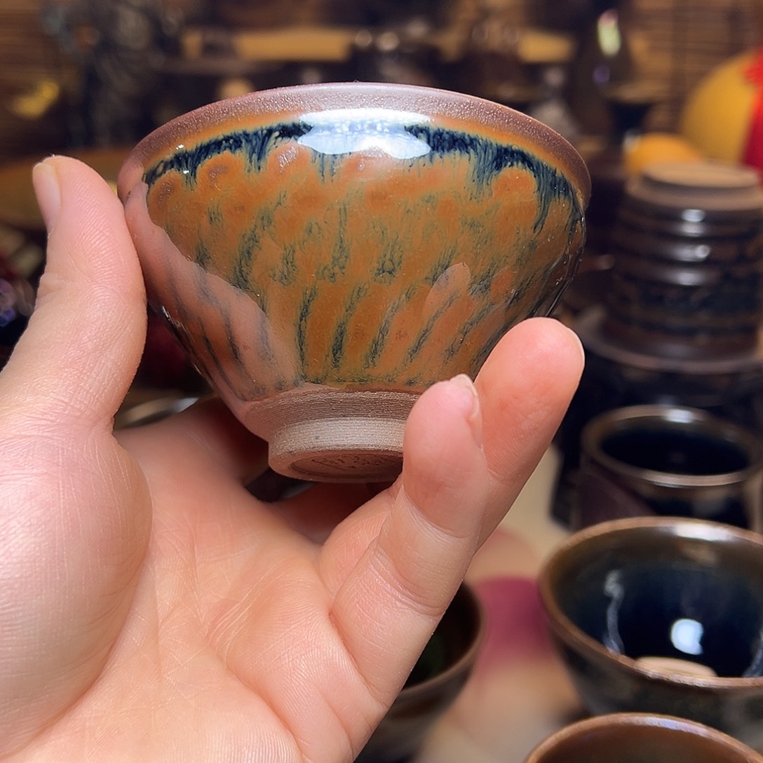 手工艺品琉璃原矿原釉建盏主人杯微瑕