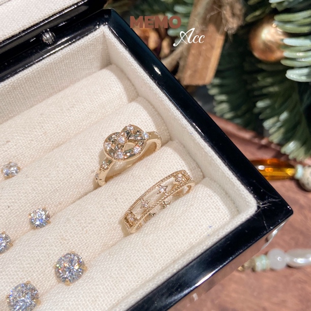 铜合金锆石戒指 LS012 面包脑袋 碱水结设计感气质百搭开口戒指