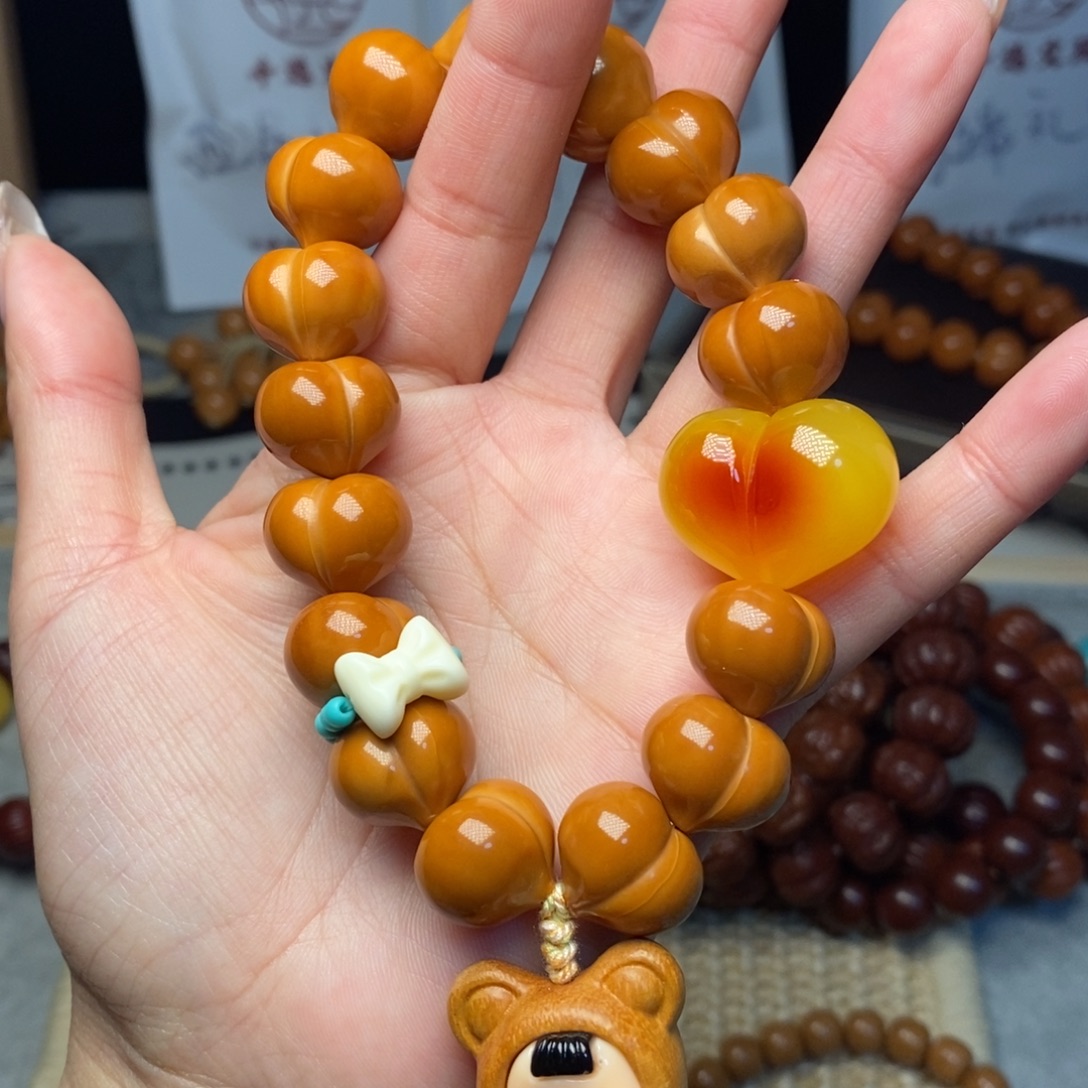 猴头核桃手串高定玻璃底屁桃满配