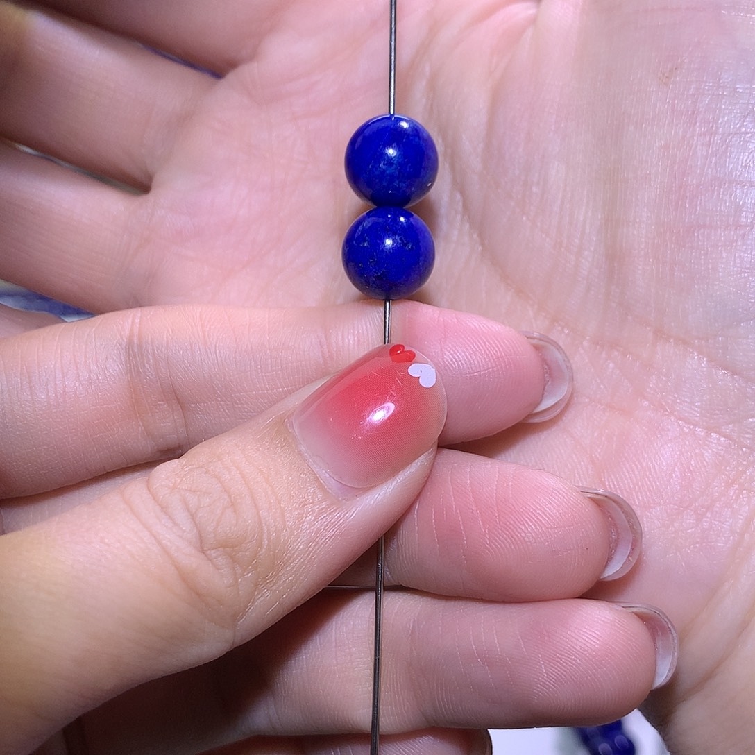 青金石未镶嵌天然原矿单圆珠10.6 m