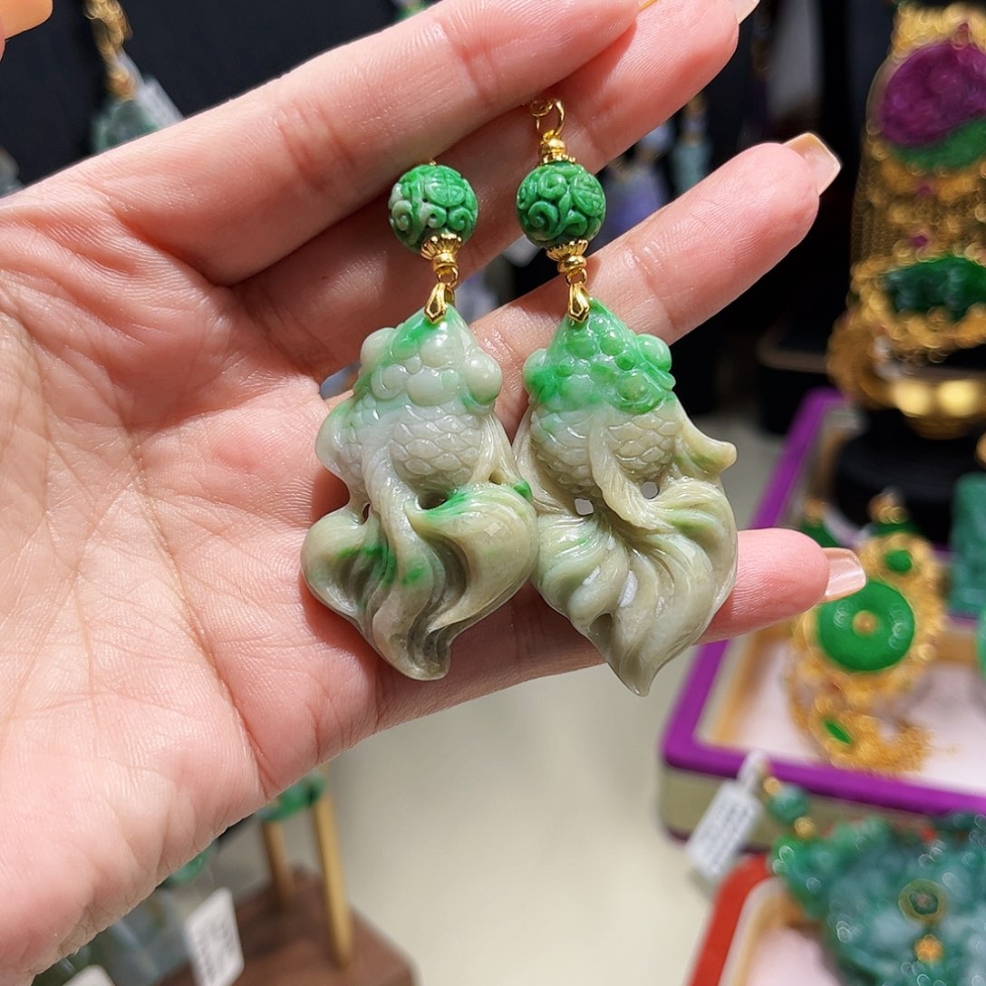 【闪购商品】翡翠耳饰未镶嵌6****坊富鱼