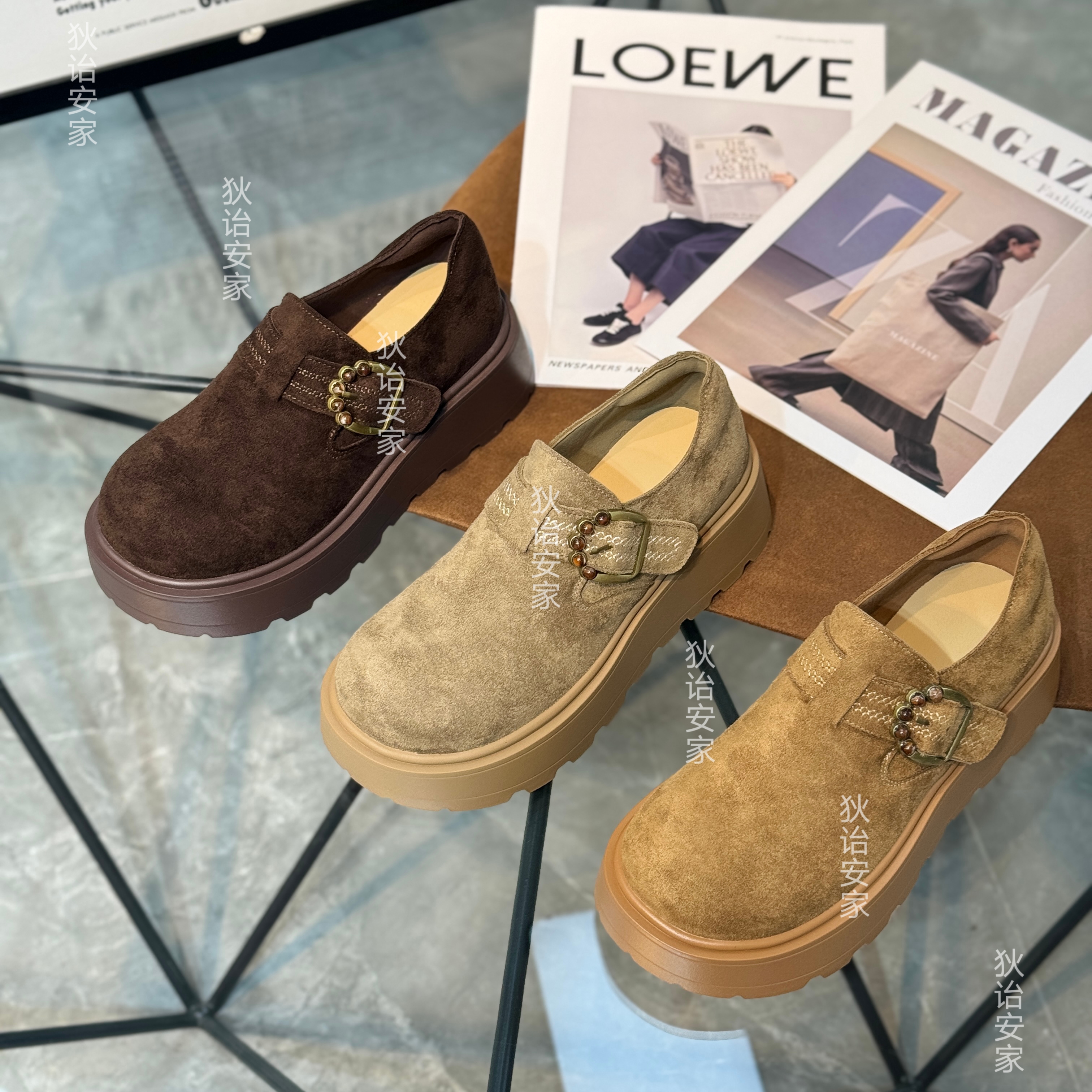 厚底勃肯鞋～增高不增重<5.5厘米>魔术贴～2025秋季新款女鞋慵懒感