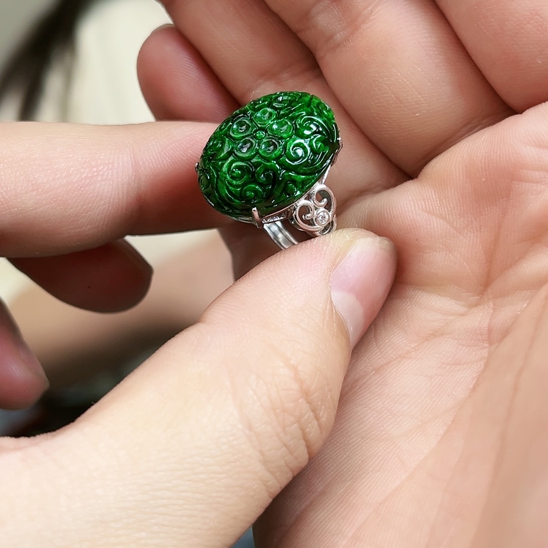 翡翠手镯银S925镶嵌戒指