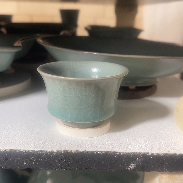 陶摆件lianbqn莲瓣马蹄杯一级