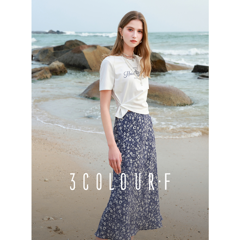 【芋总专属】三彩独醒2025春季新款碎花荷叶边半身裙高腰长裙dbc