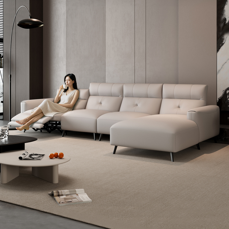 皇朝比利家用客厅北欧极简客厅时尚意式头层牛皮创意沙发DS2506
