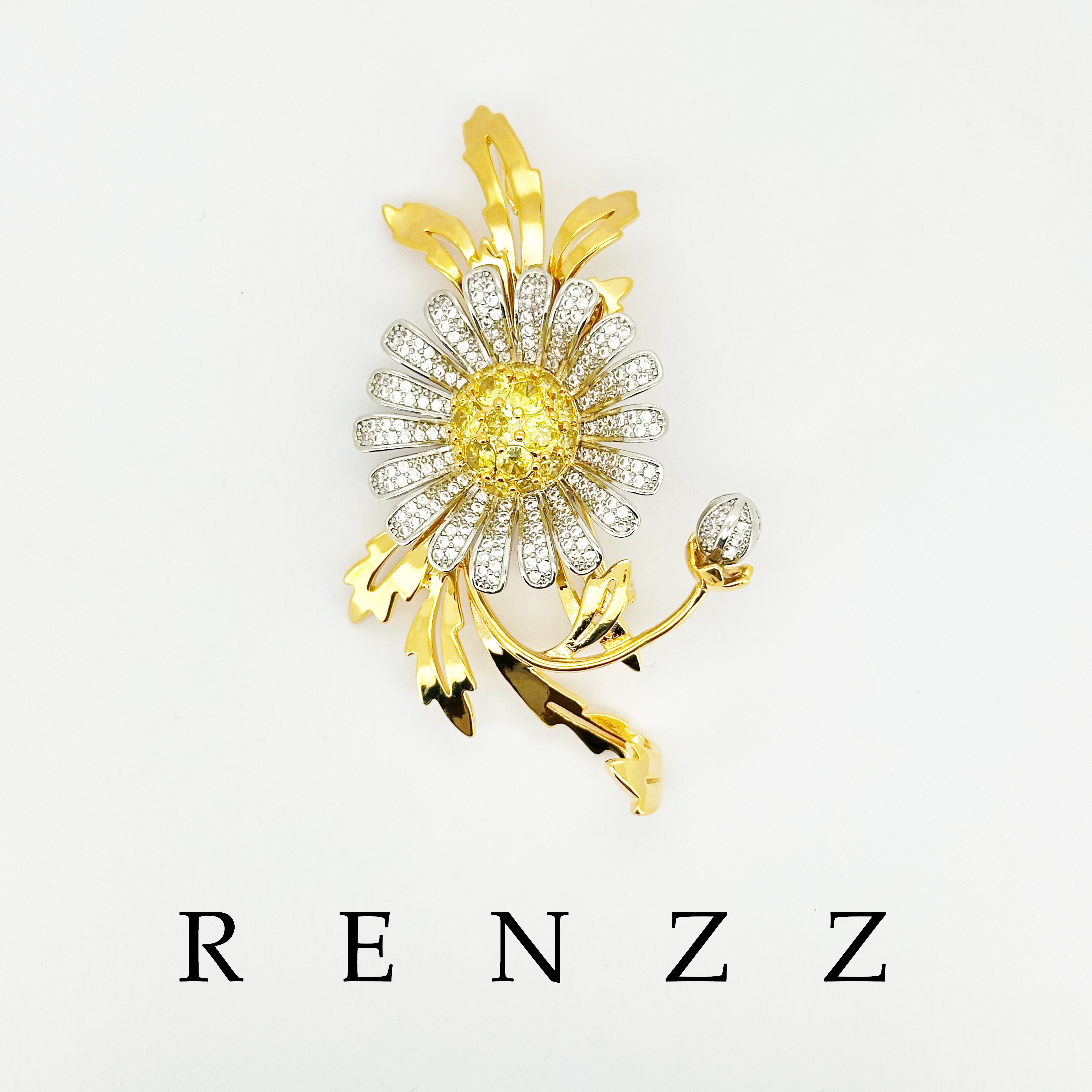 铜合金合成锆石胸针 1054 黄色向日葵胸针