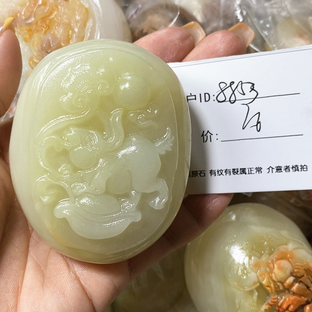 石材用****3古青石手把件