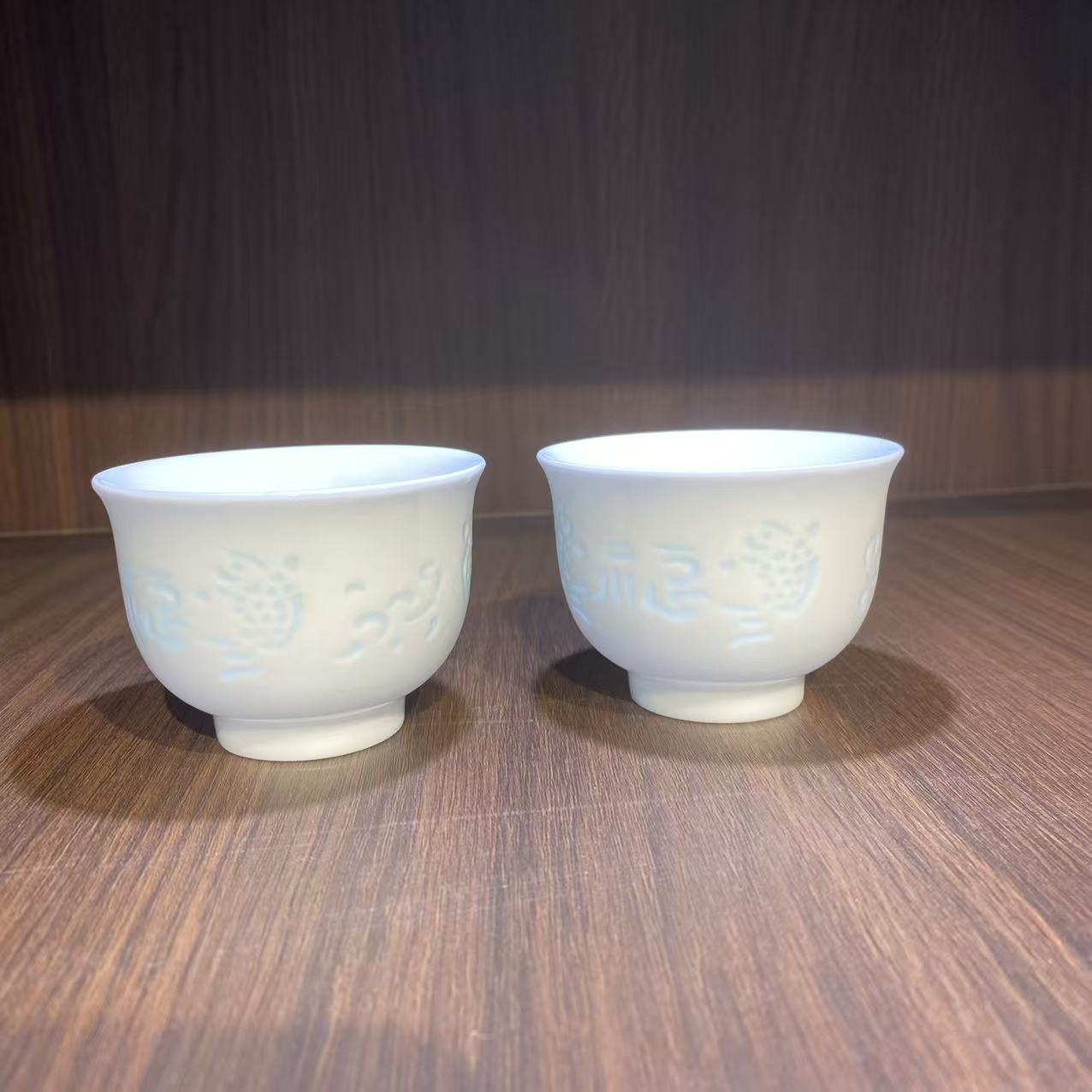 双鱼纳福青玲珑对杯