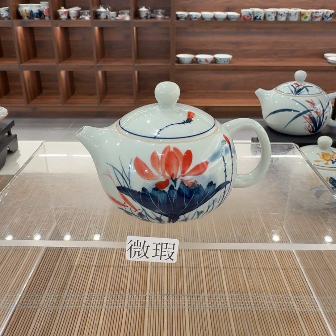 釉下手绘茶具微瑕
