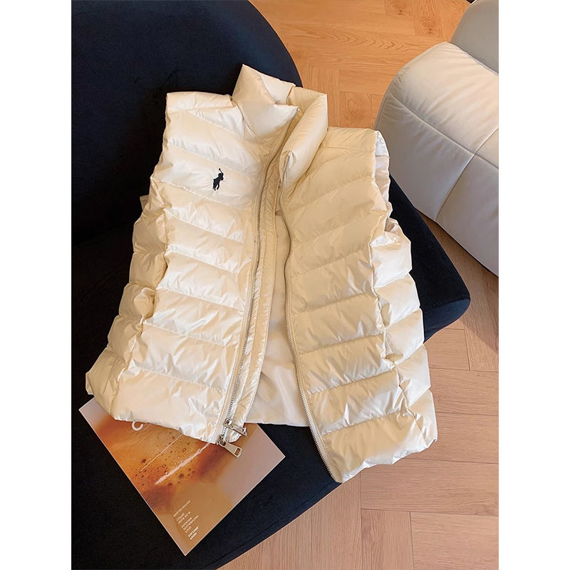 韩版简约绣花气质立领无袖马甲外套纯色高级感夹棉轻薄背心上衣潮