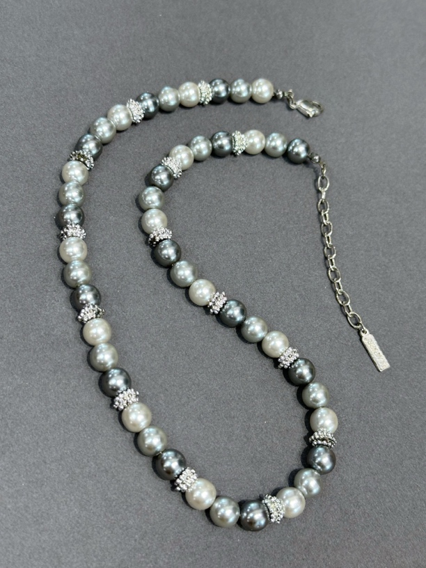 铜合金树脂项链 Vintage Napier灰色串珠项链