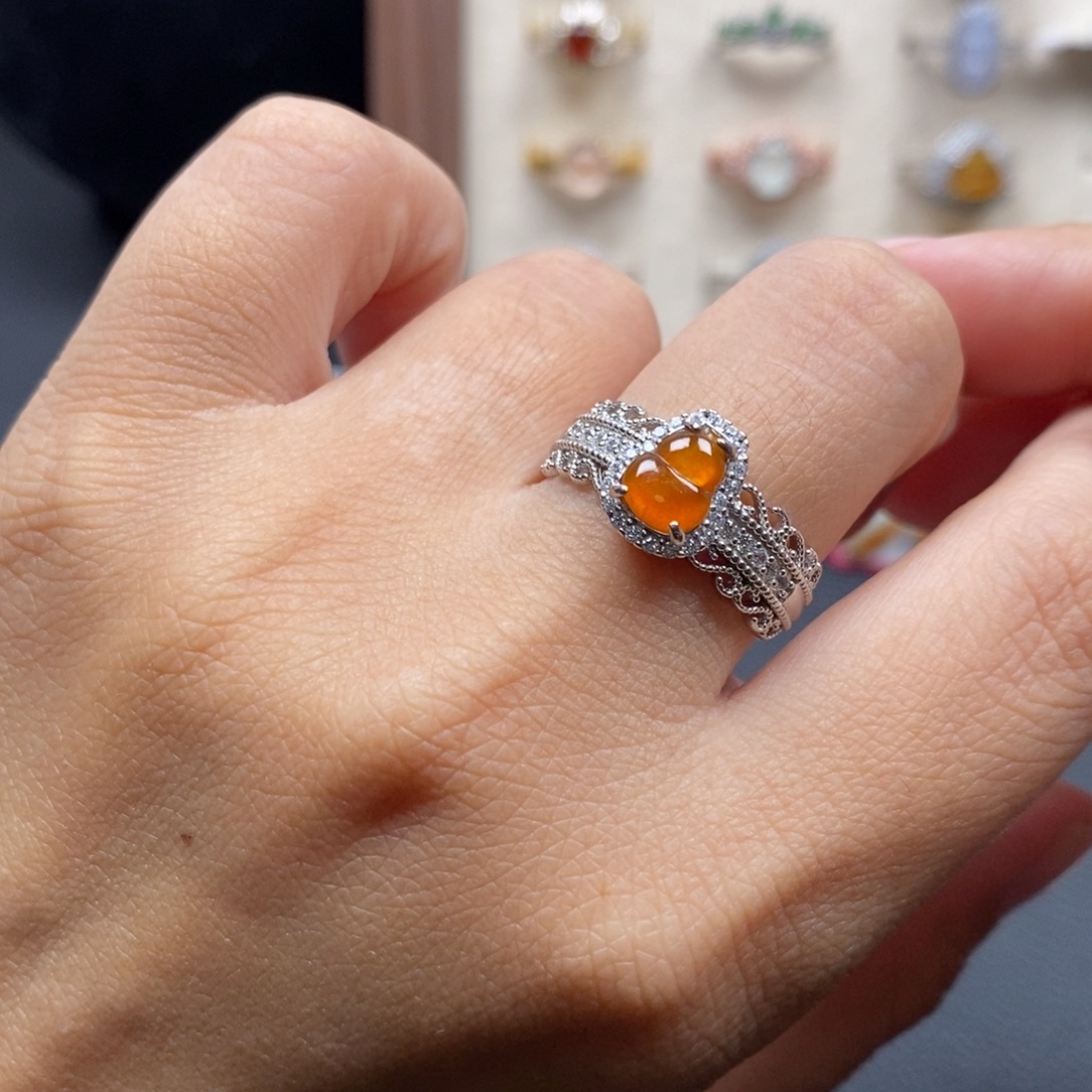 翡翠银S925镶嵌戒指