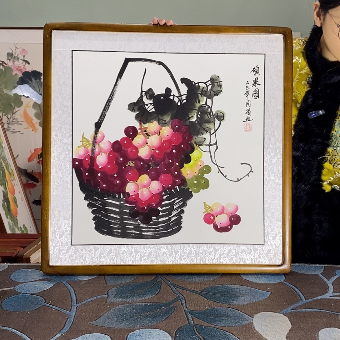 国画62✖️62手写手绘带框包邮国画作品