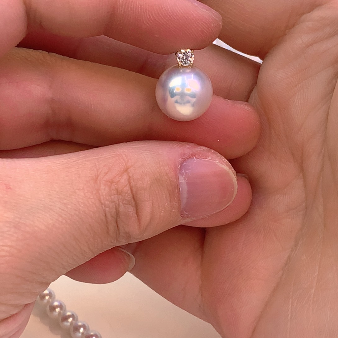 淡水珍珠吊坠(赠链)18K金镶嵌