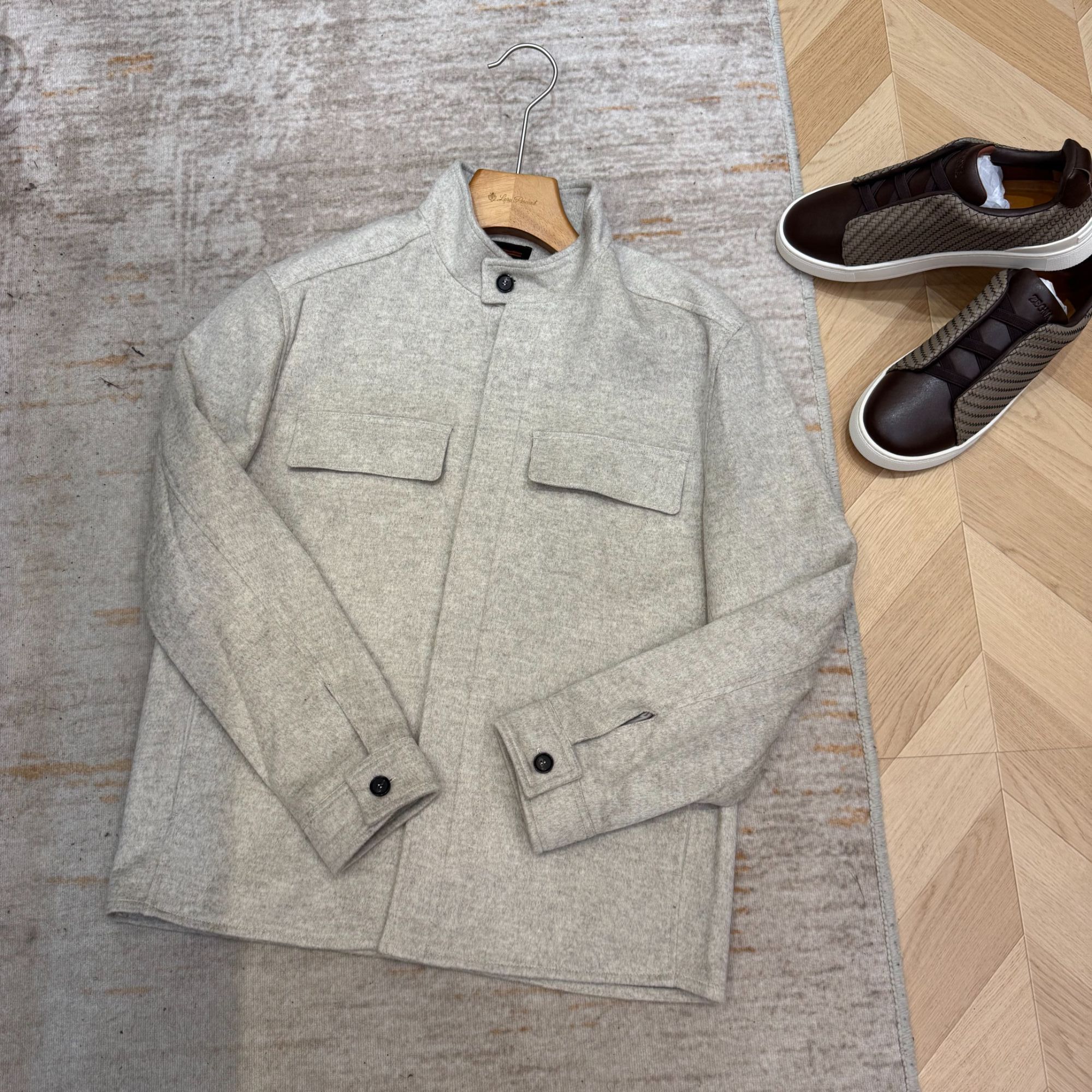 Loro Percival·高定男装 杰家绵羊毛混纺山羊绒行政夹克外套7543