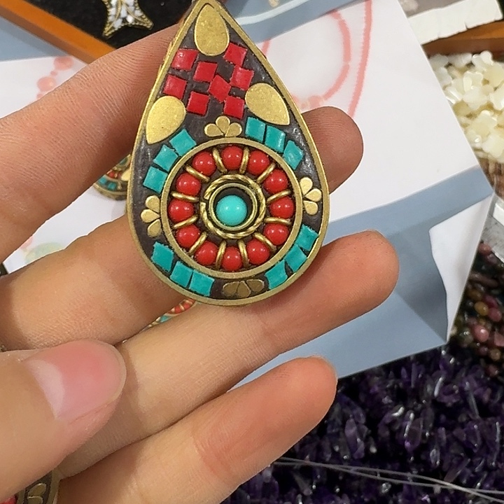 玛瑙/玉髓合金珠宝半成品一个大号水滴吊坠