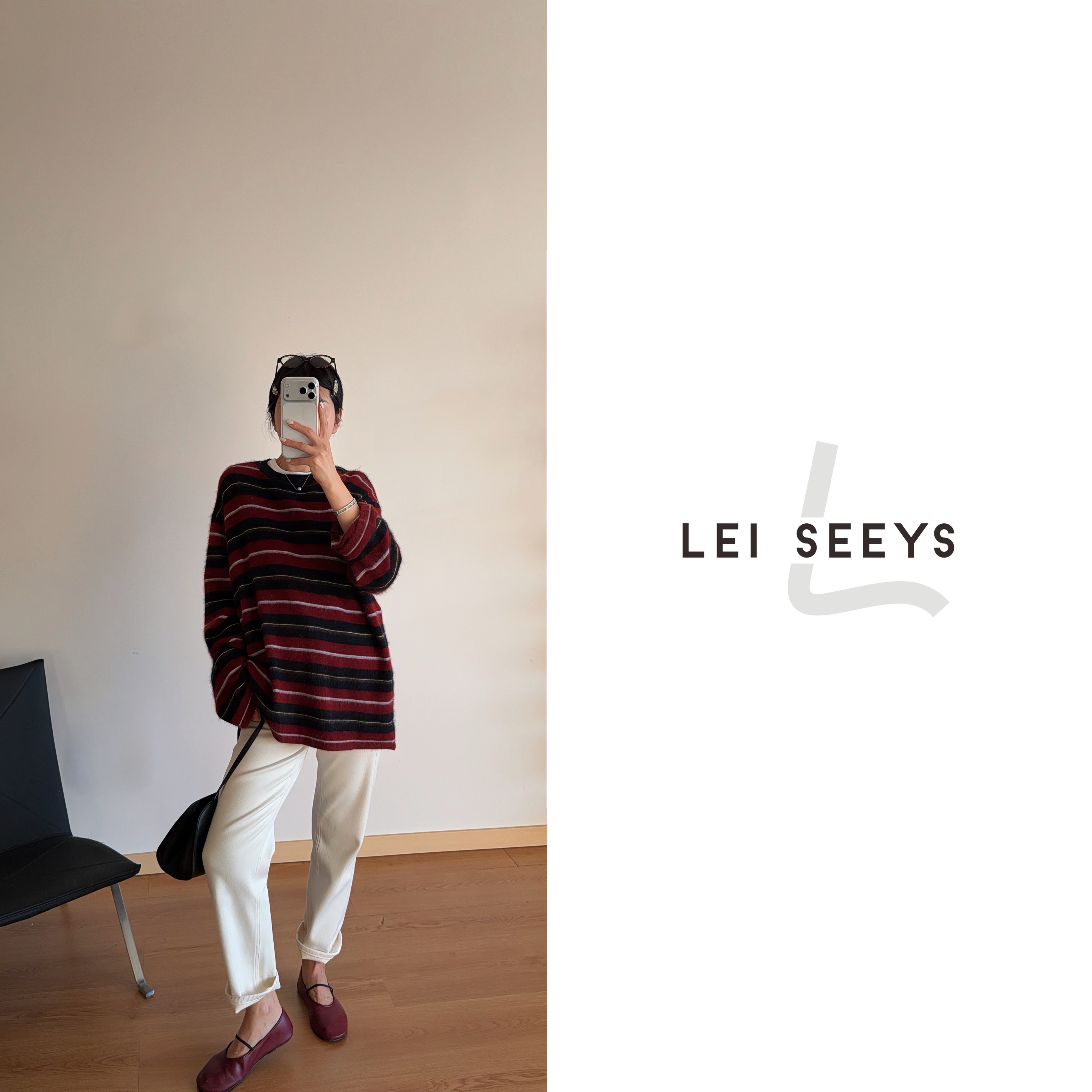 【LEI SEEYS】极简圆领撞色条纹上衣507602